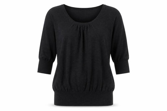 Front view of The White Company Women’s Black Merino Wool 3/4 Sleeve jumper M