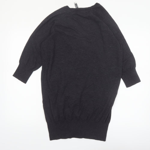 The White Company Women’s Black Merino Wool 3/4 Sleeve Pullover Jumper M