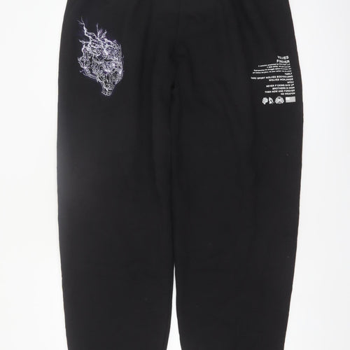 Champion Men's Black XL Fleece Sweatpants with Logo Print