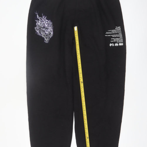 Champion Men's Black XL Fleece Sweatpants with Logo Print