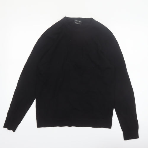 Massimo Dutti Men's Black Merino Wool Crew Neck Jumper M