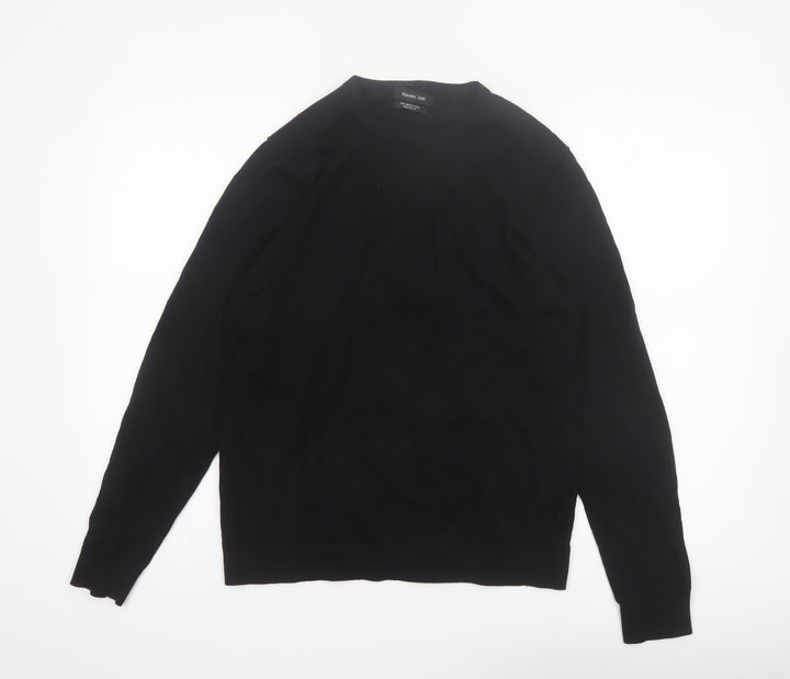 Massimo Dutti Men's Black Merino Wool Crew Neck Jumper M