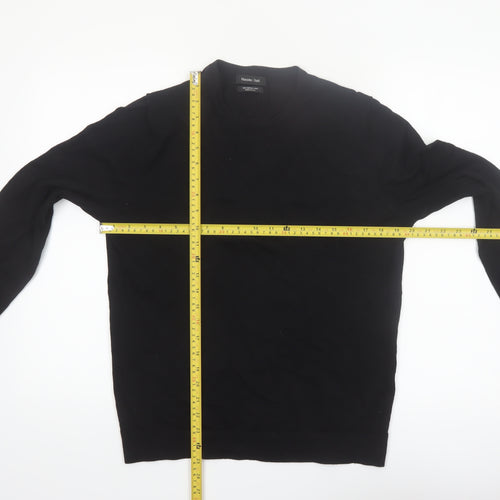 Massimo Dutti Men's Black Merino Wool Crew Neck Jumper M