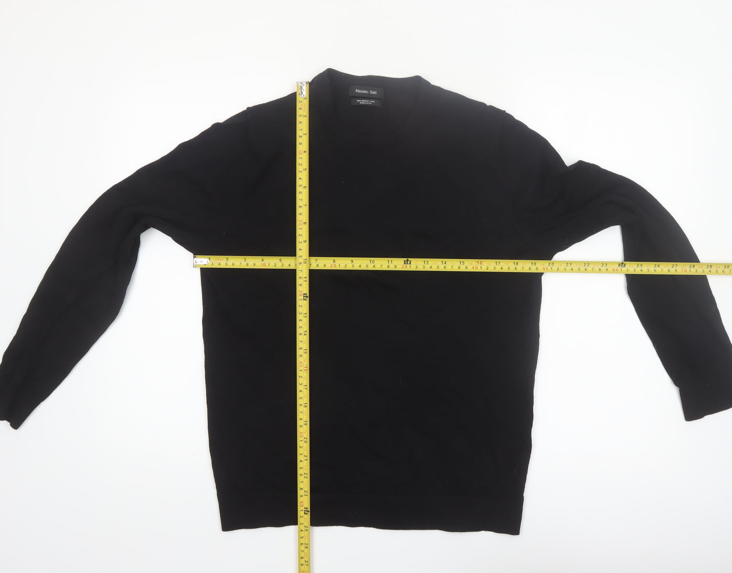 Massimo Dutti Men's Black Merino Wool Crew Neck Jumper M