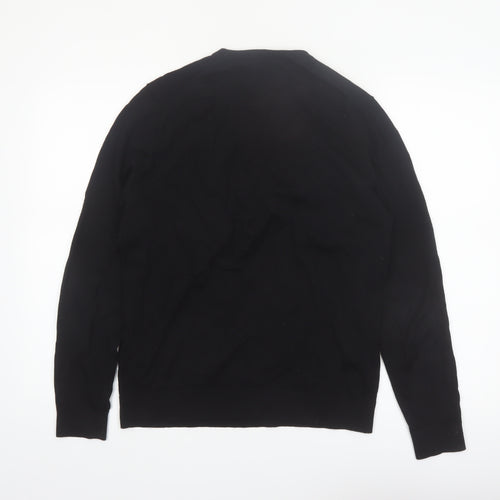 Massimo Dutti Men's Black Merino Wool Crew Neck Jumper M