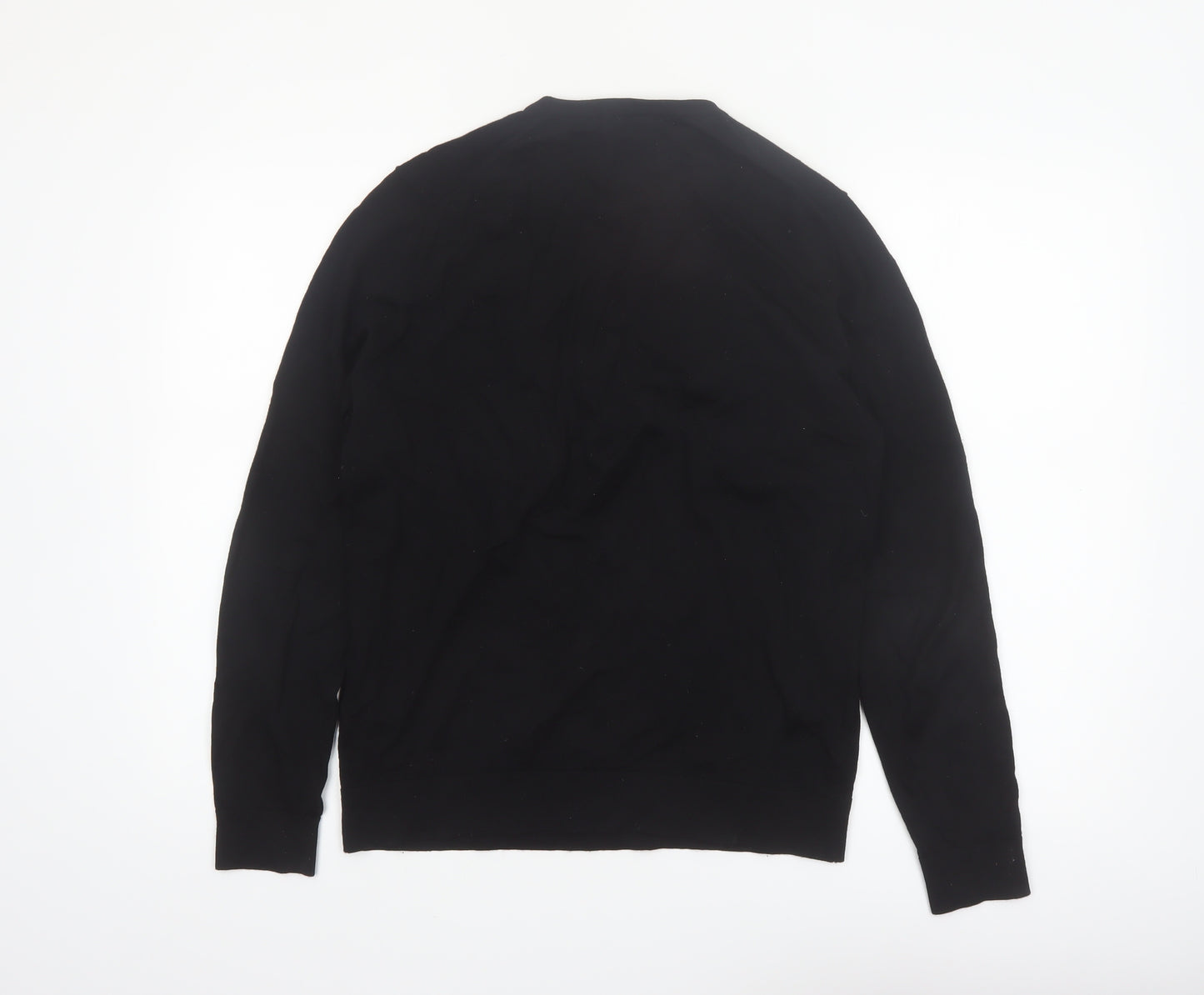 Massimo Dutti Men's Black Merino Wool Crew Neck Jumper M