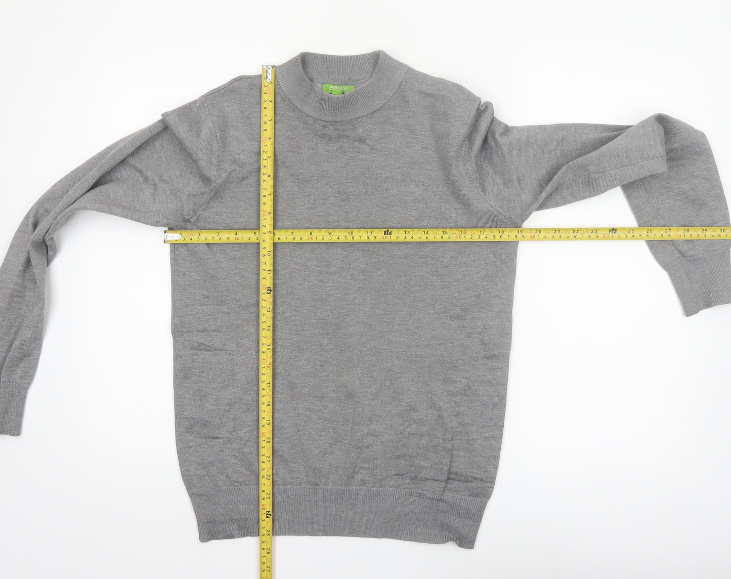 Feraud Men’s Grey Crew Neck Viscose Knit Pullover Jumper M