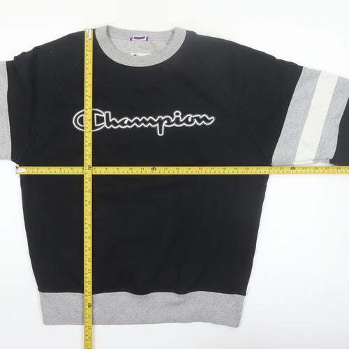 Champion Men's Black Grey Pullover Sweatshirt M Logo Sports Style