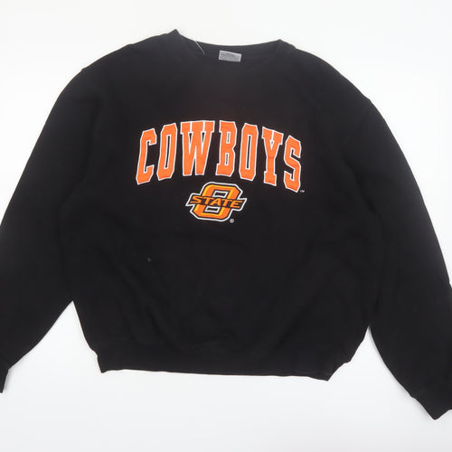 Stadium Athletics Men's Black Cowboys Graphic Pullover Sweatshirt L