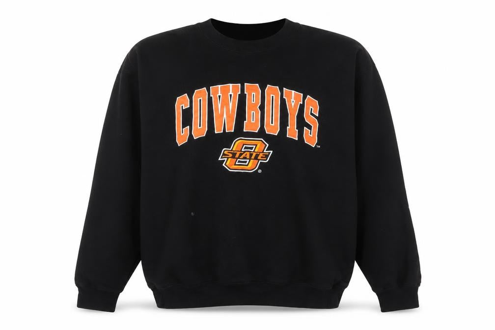 Front view of Stadium Athletics Men's Black Cowboys Graphic Pullover Sweatshirt L