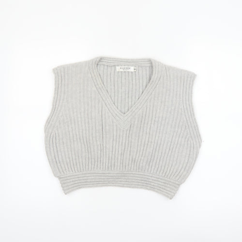 Elenza By L&L Women's Grey Sleeveless V-Neck Knit Vest Jumper S