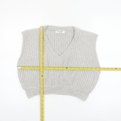 Elenza By L&L Women's Grey Sleeveless V-Neck Knit Vest Jumper S
