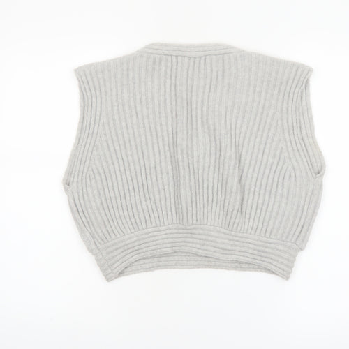 Elenza By L&L Women's Grey Sleeveless V-Neck Knit Vest Jumper S