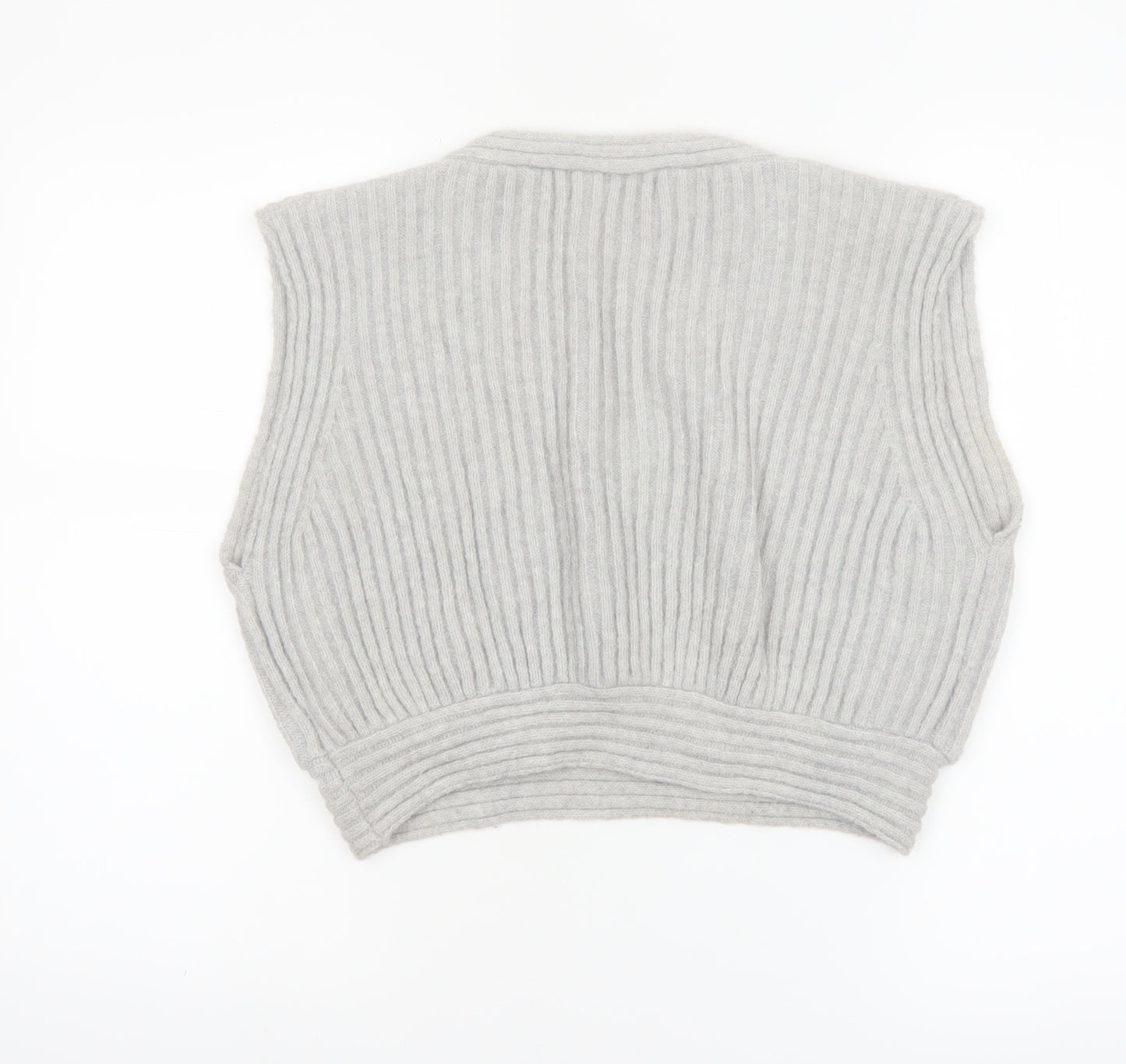 Elenza By L&L Women's Grey Sleeveless V-Neck Knit Vest Jumper S