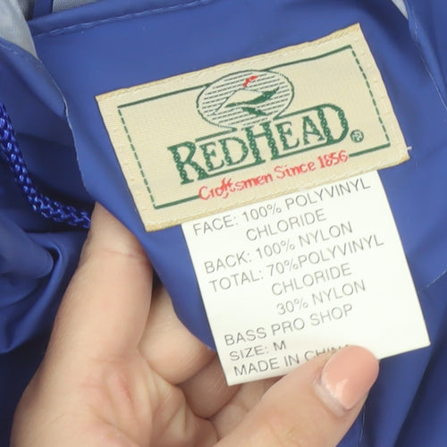 RedHead Men Blue Hooded Waterproof Rain Coat Jacket Size M