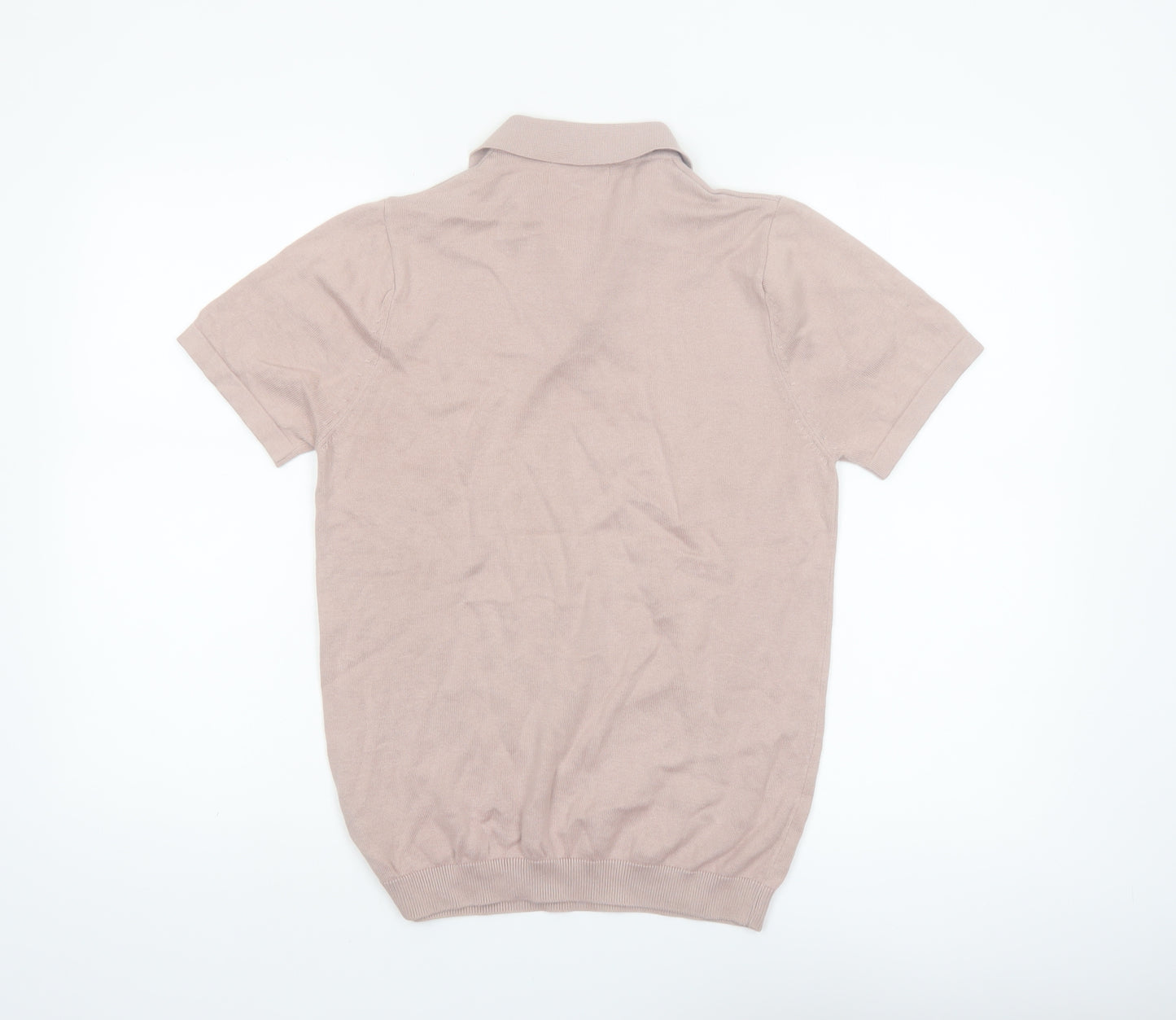 Next Men's Beige Cotton Polo Shirt Size Small Short Sleeve Classic Fit