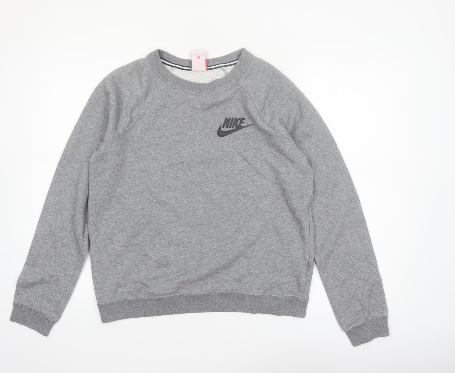 Nike Women Grey Small Pullover Sweatshirt Crew Neck Long Sleeve