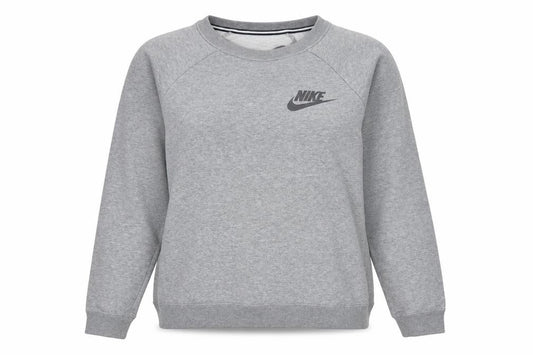 Front view of Nike Women Grey Small Pullover Sweatshirt Crew Neck Long Sleeve