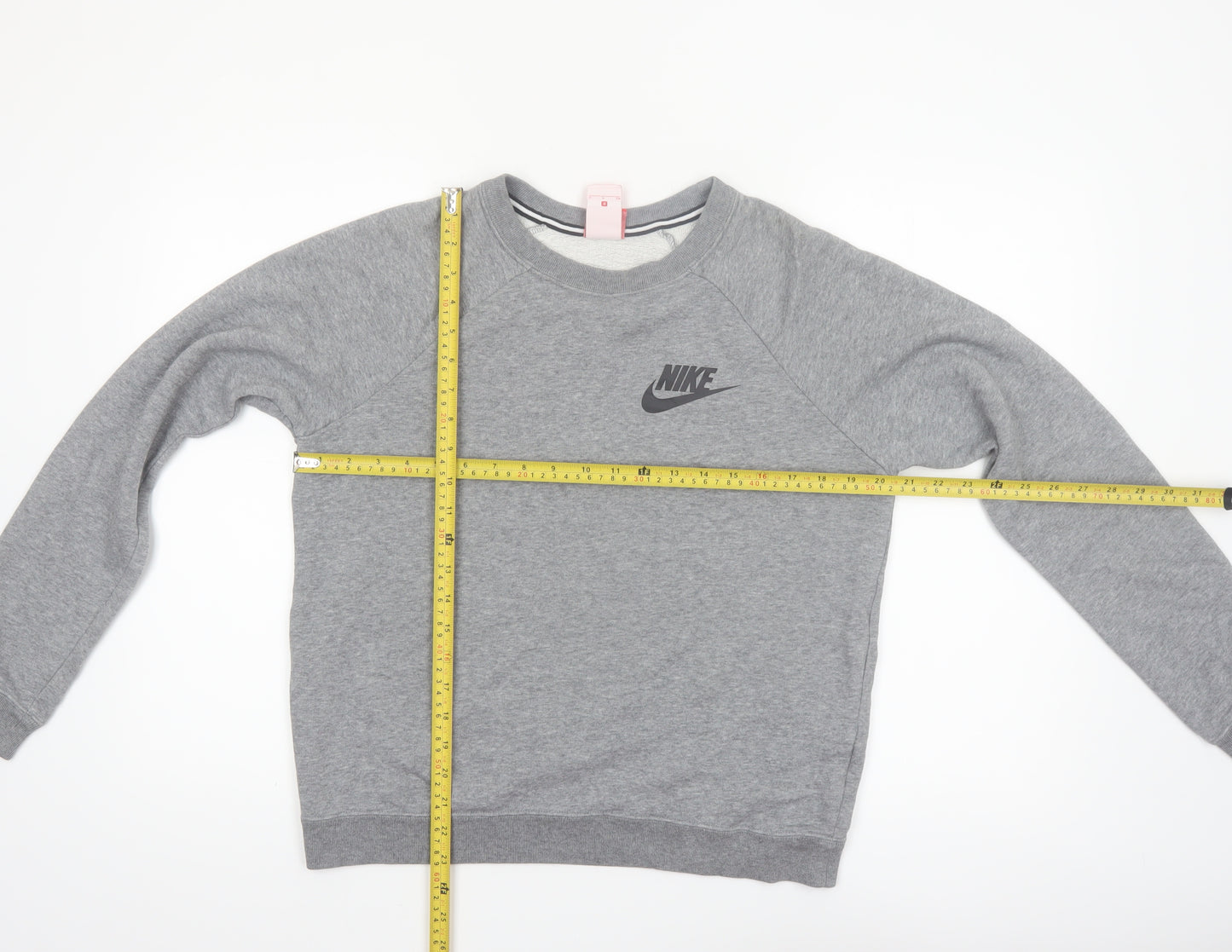 Nike Women Grey Small Pullover Sweatshirt Crew Neck Long Sleeve