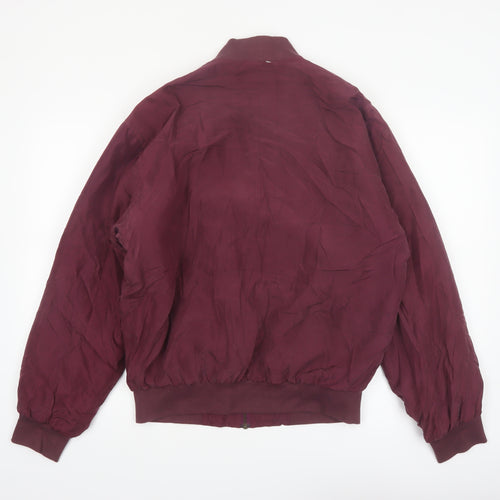 City Streets Men's Red Silk Bomber Jacket Size S Full Zip Casual