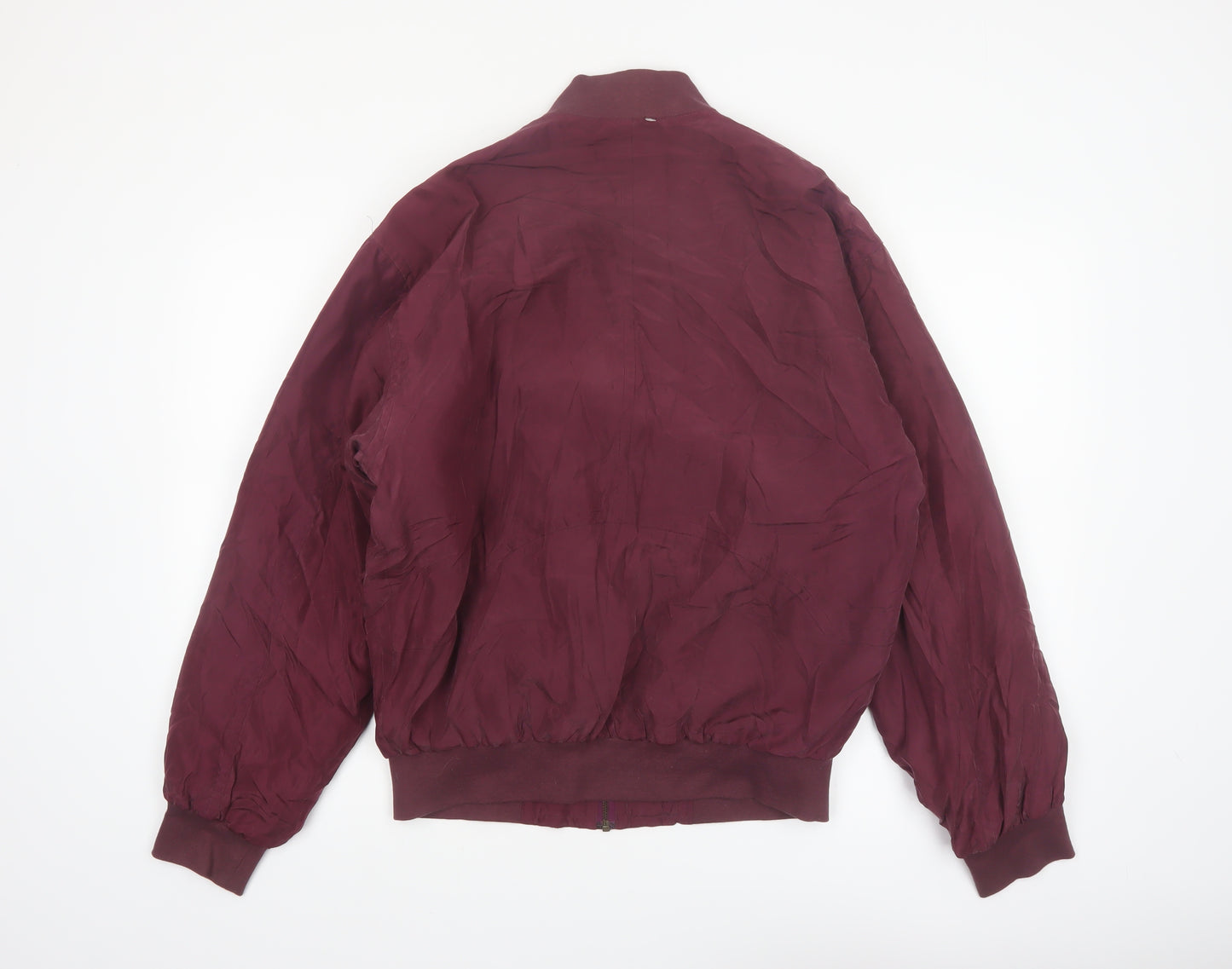 City Streets Men's Red Silk Bomber Jacket Size S Full Zip Casual