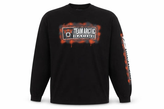 Front view of JanSport Men's Black Team Arctic Racing Long Sleeve Vintage Tee L
