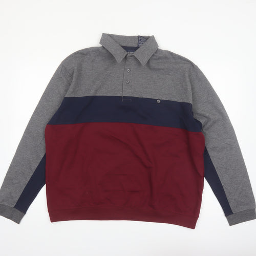 Puritan Men's Multicoloured Long Sleeve Polo Shirt XL Colourblock