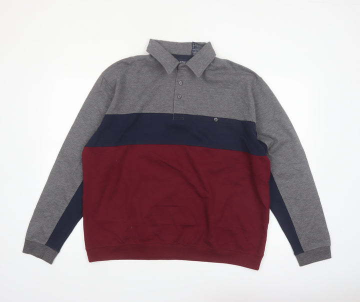 Puritan Men's Multicoloured Long Sleeve Polo Shirt XL Colourblock