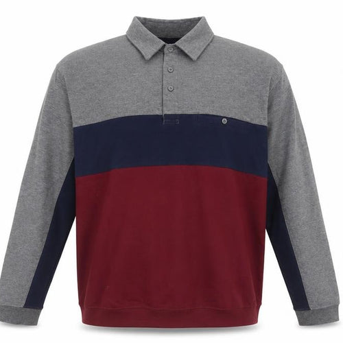 Puritan Men's Multicoloured Long Sleeve Polo Shirt XL Colourblock