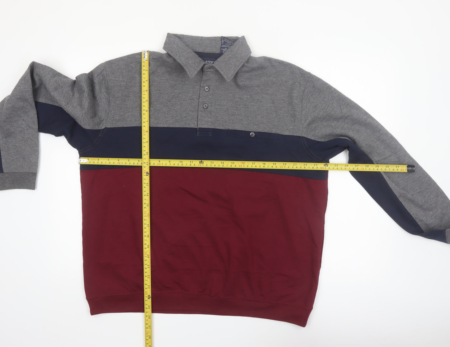 Puritan Men's Multicoloured Long Sleeve Polo Shirt XL Colourblock