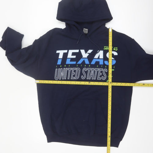 Gildan Men's Blue Texas USA Graphic Pullover Hoodie Medium