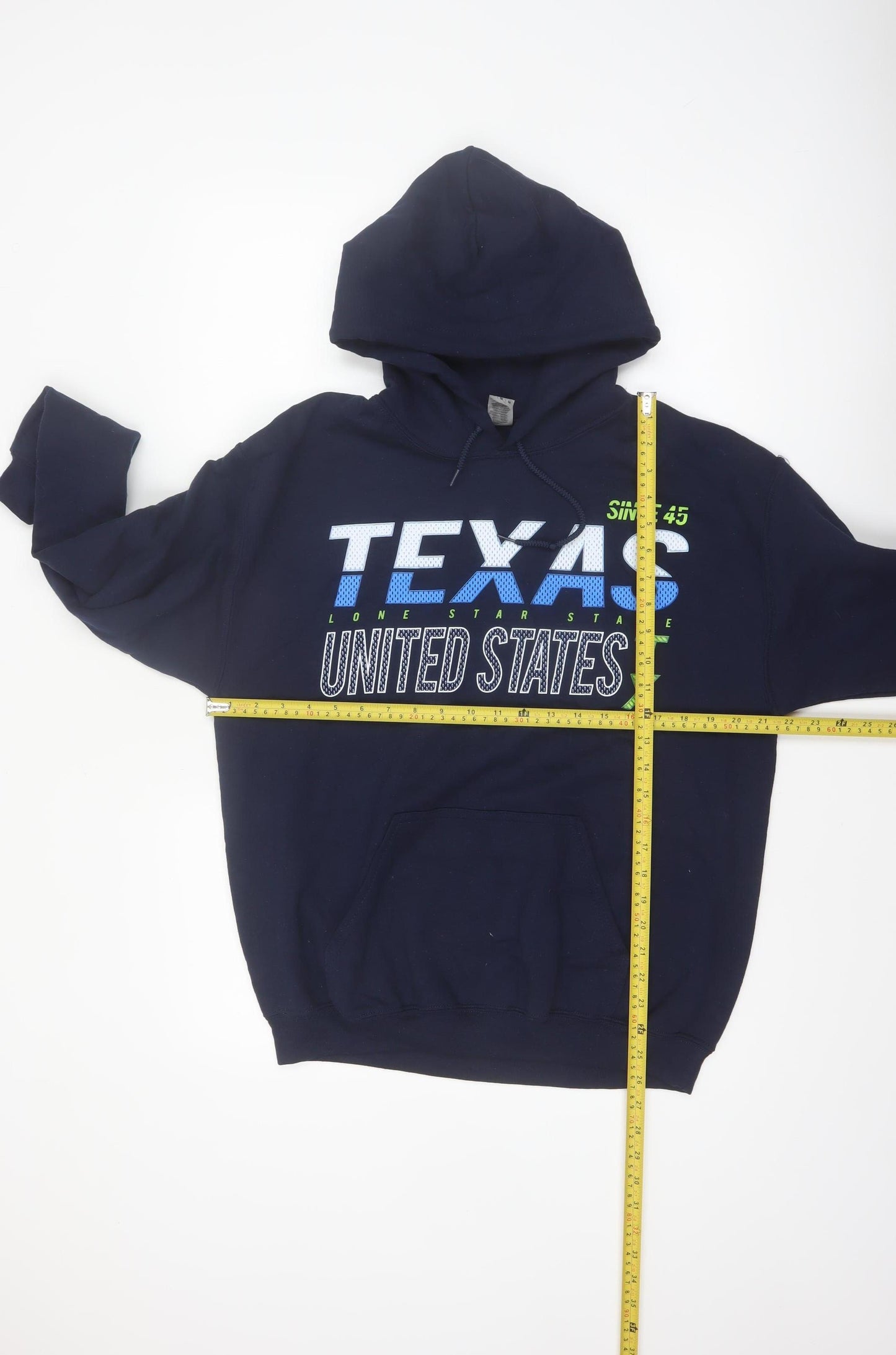 Gildan Men's Blue Texas USA Graphic Pullover Hoodie Medium
