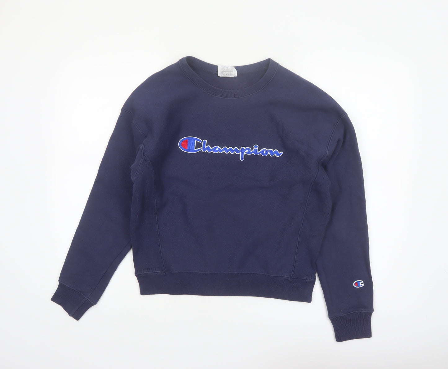 Champion Womens Navy Reverse Weave Sweatshirt Medium Cotton Blend