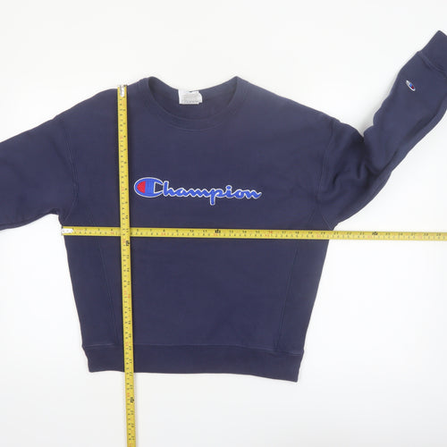 Champion Womens Navy Reverse Weave Sweatshirt Medium Cotton Blend