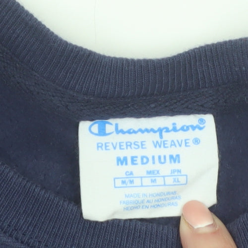 Champion Womens Navy Reverse Weave Sweatshirt Medium Cotton Blend