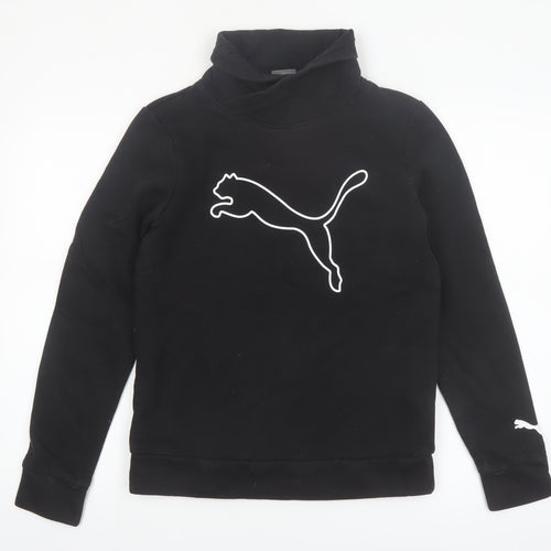 Puma Womens Black Small Pullover Sweatshirt with Logo Print