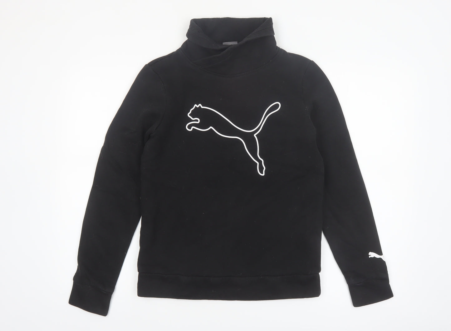 Puma Womens Black Small Pullover Sweatshirt with Logo Print