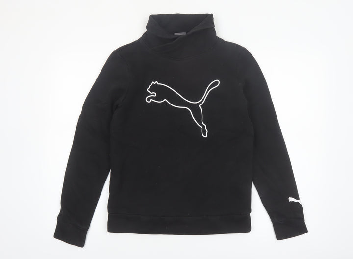 Puma Womens Black Small Pullover Sweatshirt with Logo Print