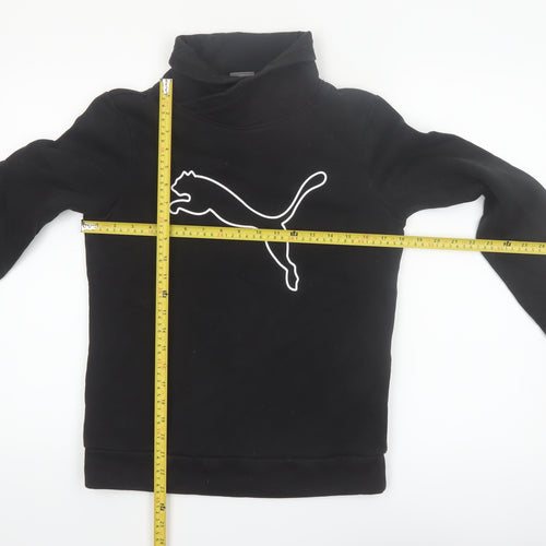 Puma Womens Black Small Pullover Sweatshirt with Logo Print