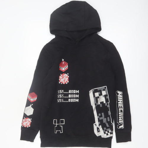 Minecraft Boys Black Hoodie 10-11 Years Pullover Creeper Print Hoodie