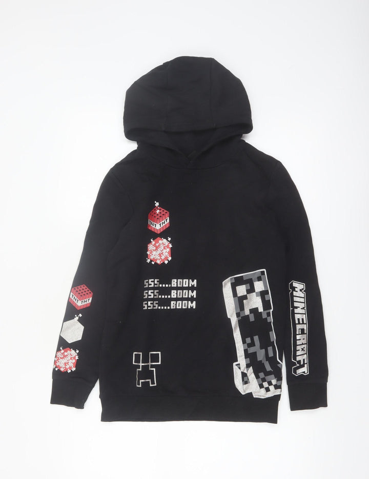 Minecraft Boys Black Hoodie 10-11 Years Pullover Creeper Print Hoodie