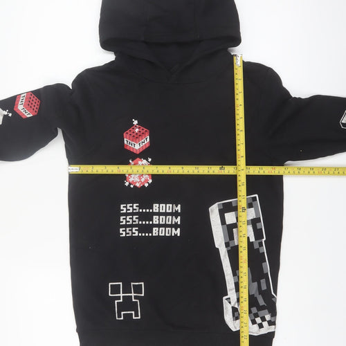 Minecraft Boys Black Hoodie 10-11 Years Pullover Creeper Print Hoodie