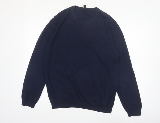 MAN Men's Blue XL Crew Neck Wool Acrylic Pullover Jumper