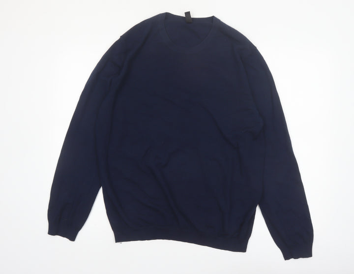 MAN Men's Blue XL Crew Neck Wool Acrylic Pullover Jumper