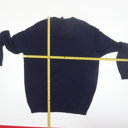 MAN Men's Blue XL Crew Neck Wool Acrylic Pullover Jumper