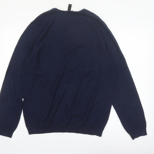 MAN Men's Blue XL Crew Neck Wool Acrylic Pullover Jumper