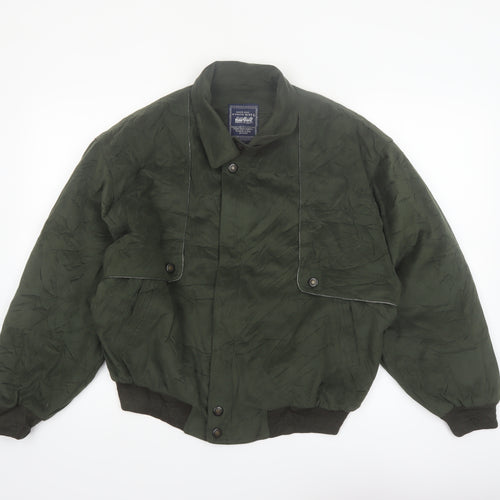 Kings Well Men's Green Bomber Jacket L Full Zip Casual Style