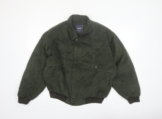 Kings Well Men's Green Bomber Jacket L Full Zip Casual Style