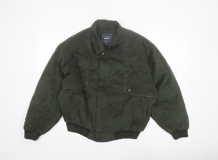 Kings Well Men's Green Bomber Jacket L Full Zip Casual Style