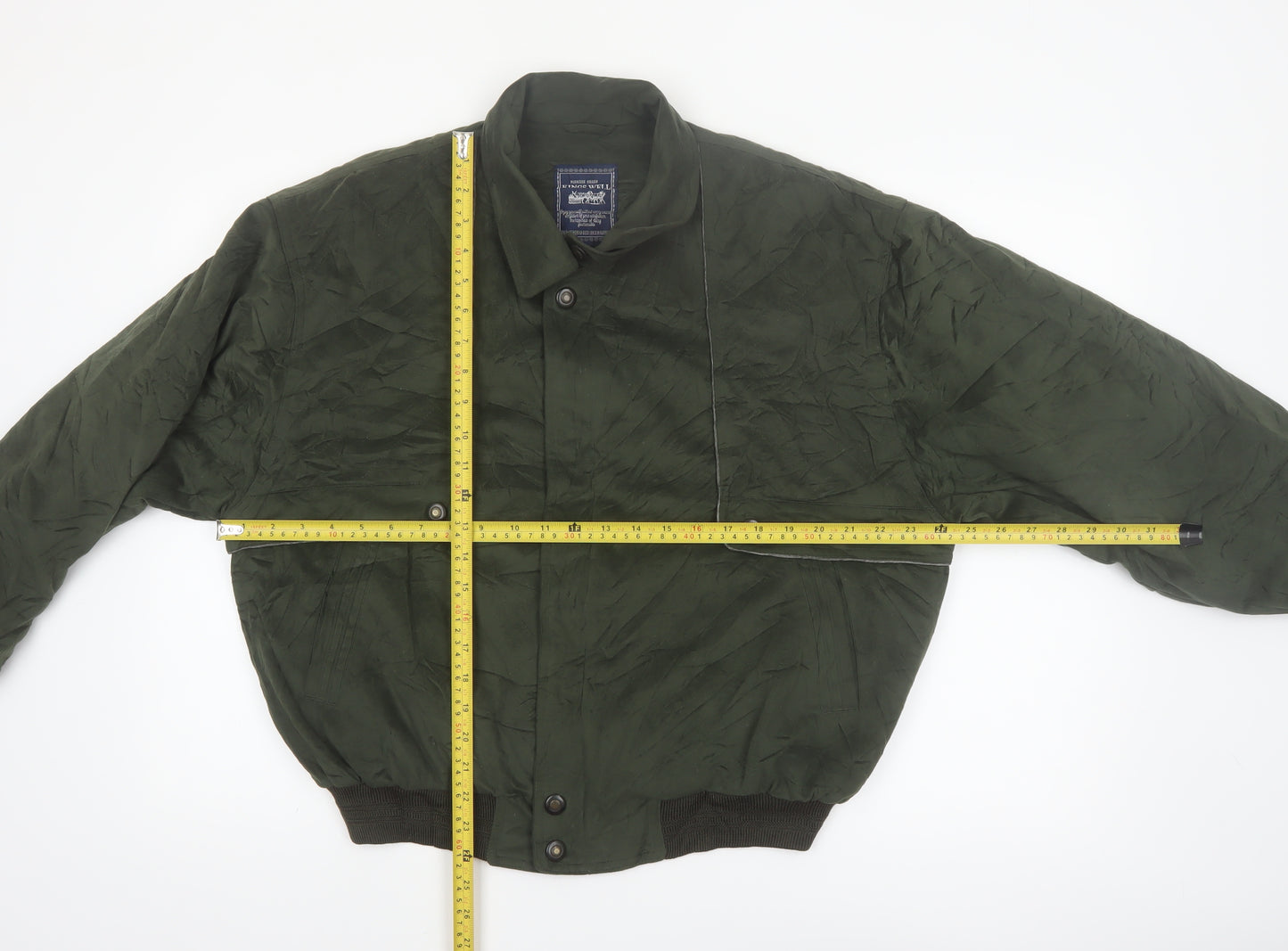 Kings Well Men's Green Bomber Jacket L Full Zip Casual Style